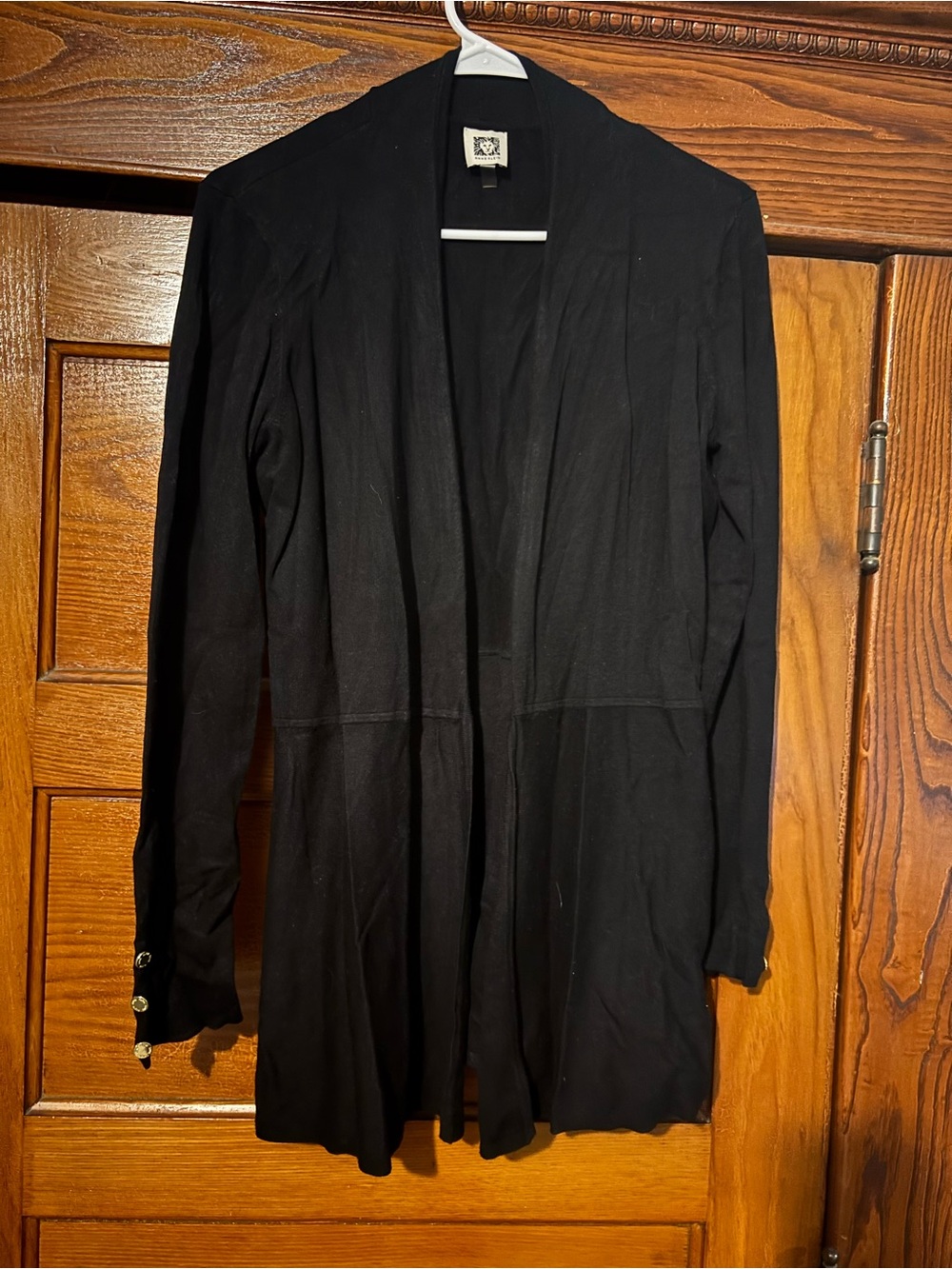 Anne Klein Black Open-Front Blazer-Style Cardigan